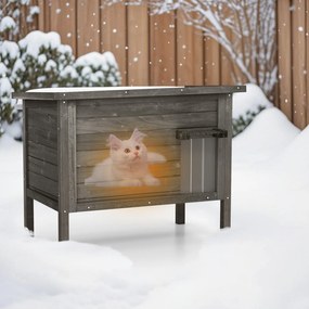 Casa para gatos de madeira para inverno ao ar livre com isolamento de espuma e telhado preto