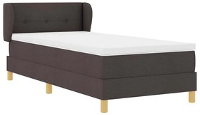 Cama Box Spring com Colchão em Castanho Escuro, 90x200 cm, Tecido