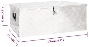 Caixa de arrumação 100x55x37 cm alumínio prateado