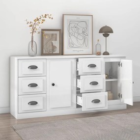 Aparadores 2 pcs derivados de madeira branco brilhante