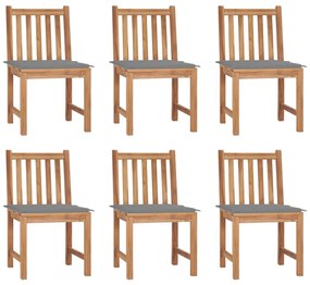 vidaXL Cadeiras de jardim 6 pcs c/ almofadões madeira de teca maciça