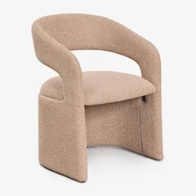 Poltrona Jules Tecido De Chenille Espesso Castanho Latte - Sklum