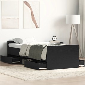 Estrutura de Cama vidaXL sem Colchão Preto Carvalho 75x190 cm Madeira de Engenharia