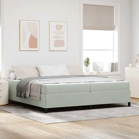 Estrutura da Cama Branco e Cinza Claro 200 x 200 cm Veludo