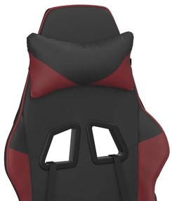 Cadeira gaming massagem + apoio couro art. preto/vermelho tinto