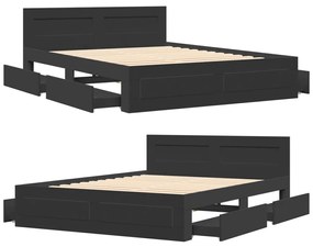 Estrutura cama c/ cabeceira sem colchão 160x200 cm preto
