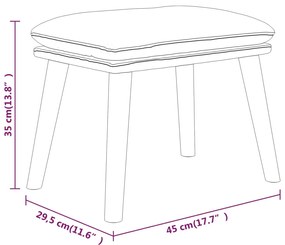Apoio de pés 45x29,5x35 cm tecido cinzento-claro