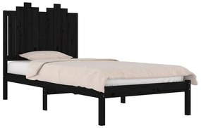 Estrutura de cama 100x200 cm pinho maciço preto