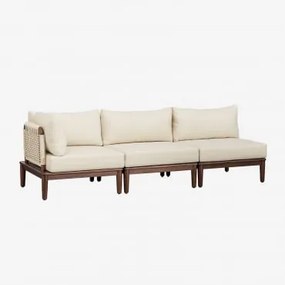Sofá De Canto De Jardim Modular Giulia De 3 Peças Em Acácia Crema - Sklum