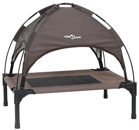 Cama Elevada para Cão com Cobertura Removível Castanha S Aço