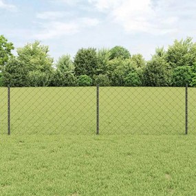 Cerca de Cadeia com 22 Postes em U Cinza 0.6x25 m Aço
