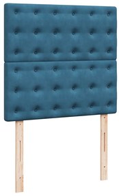 Cama boxspring com colchão 90x190 cm veludo azul