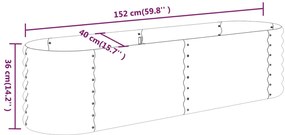 Canteiro elevado jardim 152x40x36cm aço revestido a pó castanho