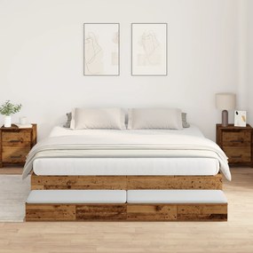 Cama com Armazenamento Madeira Velha 180x200 cm