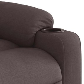 Poltrona massagens reclinável elevatória tecido castanho-escuro
