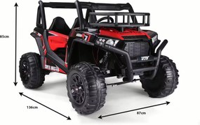 Jipe elétrico para crianças Tipo UTV 24V 2 Lugares em imitação de pele, comando à distância 2,4 GHz, 2 motores de 200 W, bateria de lítio, travão elét