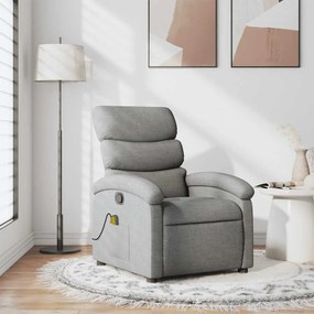 Poltrona de massagens reclinável tecido cinzento-claro