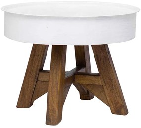 Mesa de centro 60x45 cm madeira recuperada maciça branco