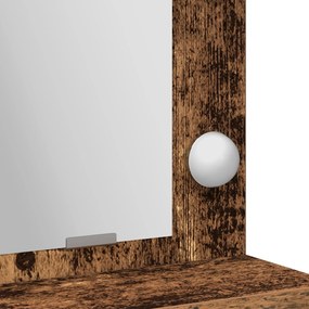 mesa de maquiagem vidaXL com luzes LED em madeira antiga 50x41x135 cm