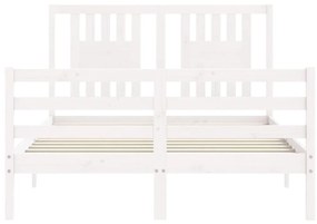 Estrutura de cama com cabeceira 120x200cm madeira maciça branco