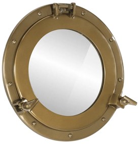 Espelho de parede estilo escotilha Ø38 cm alumínio e vidro