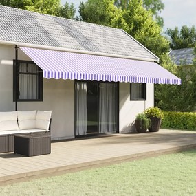 vidaXL Tecido substituição para sanefa de toldo 6 m riscas azul/branco