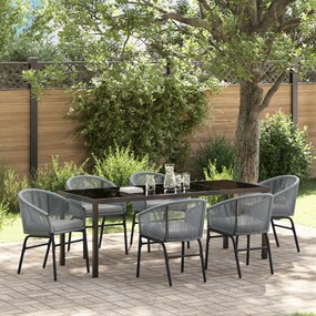 vidaXL Conjunto de Jantar de Jardim em Rattan Poliéster Cinza com 7 Peças