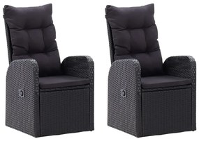 7 pcs conjunto de jantar para jardim com almofadões preto