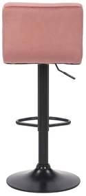 Conjunto de 4 bancos de bar em veludo com estrutura preta 85-106 x 40 x 50 cm rosa