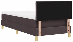 Cama Box com Colchão &amp; LED Castanho Escuro 90x200 cm Tecido