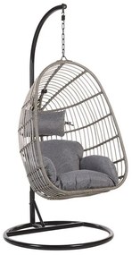 Cadeira suspensa com suporte em rattan cinzento CASOLI Beliani