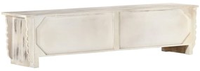 Móvel de TV 140x30x35 cm madeira de mangueira maciça branco