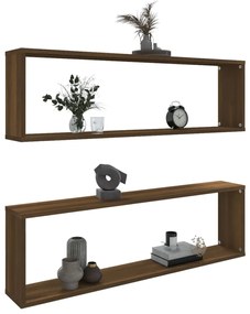 Prateleiras cubo 2 pcs derivados de madeira carvalho castanho