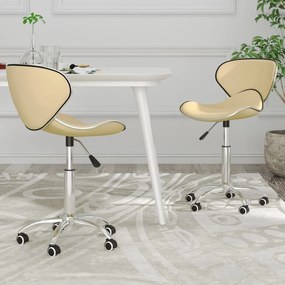 vidaXL Cadeiras de jantar giratórias 2 pcs couro artificial cor creme