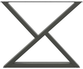 Pés para mesa de jantar 2 peças antracite 90x(72-73,3) cm aço