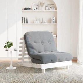 Sofá-cama futon com colchão 90x206x11 cm pinho maciço branco