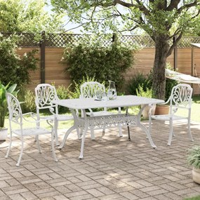 vidaXL 5 pcs conjunto de jantar para jardim alumínio fundido branco