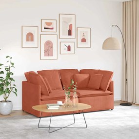 vidaXL Sofá modular com almofadas tecido corduroy laranja vermelho