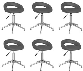vidaXL Cadeiras de jantar giratórias 6 pcs couro artificial cinzento