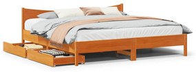 Estrutura de cama c/ gavetas 180x200 cm pinho castanho cera