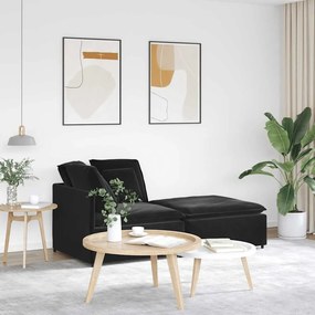 vidaXL Sofá modular com pufes e almofadas veludo preto