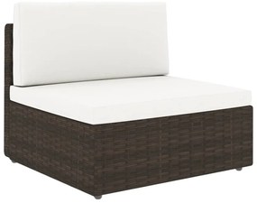 11 pcs conjunto lounge p/ jardim c/ almofadões vime PE castanho