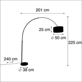 Abajur de veludo preto de abajur de arco design floral 50 cm - XXL Moderno