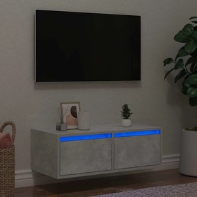 Móvel de TV com luzes LED 75x35,5x25 cm cinzento cimento