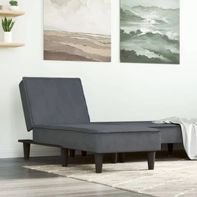 Chaise longue veludo cinzento-escuro