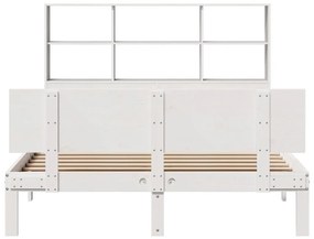 Cama com estante sem colchão 120x190 cm pinho maciço branco