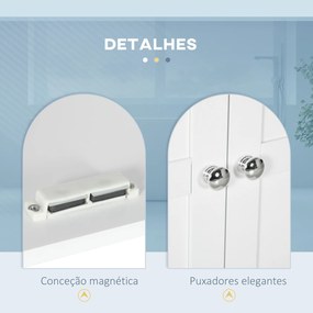 Armário Casa de Banho de Parede com Prateleiras Ajustáveis e Portas com Fechadura Magnéticas 58x24x60 cm Branco