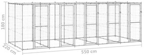 Canil de exterior com telhado 12,1 m² aço galvanizado