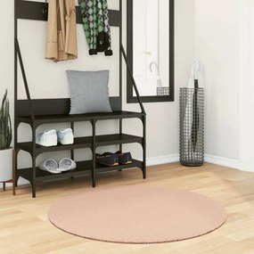 vidaXL Tapete pelo curto macio e lavável HUARTE Ø 100 cm rosa-pálido
