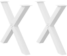 vidaXL Pés para mesa de jantar em formato de X, 2 peças, branco, 90x (72-73) cm, aço
